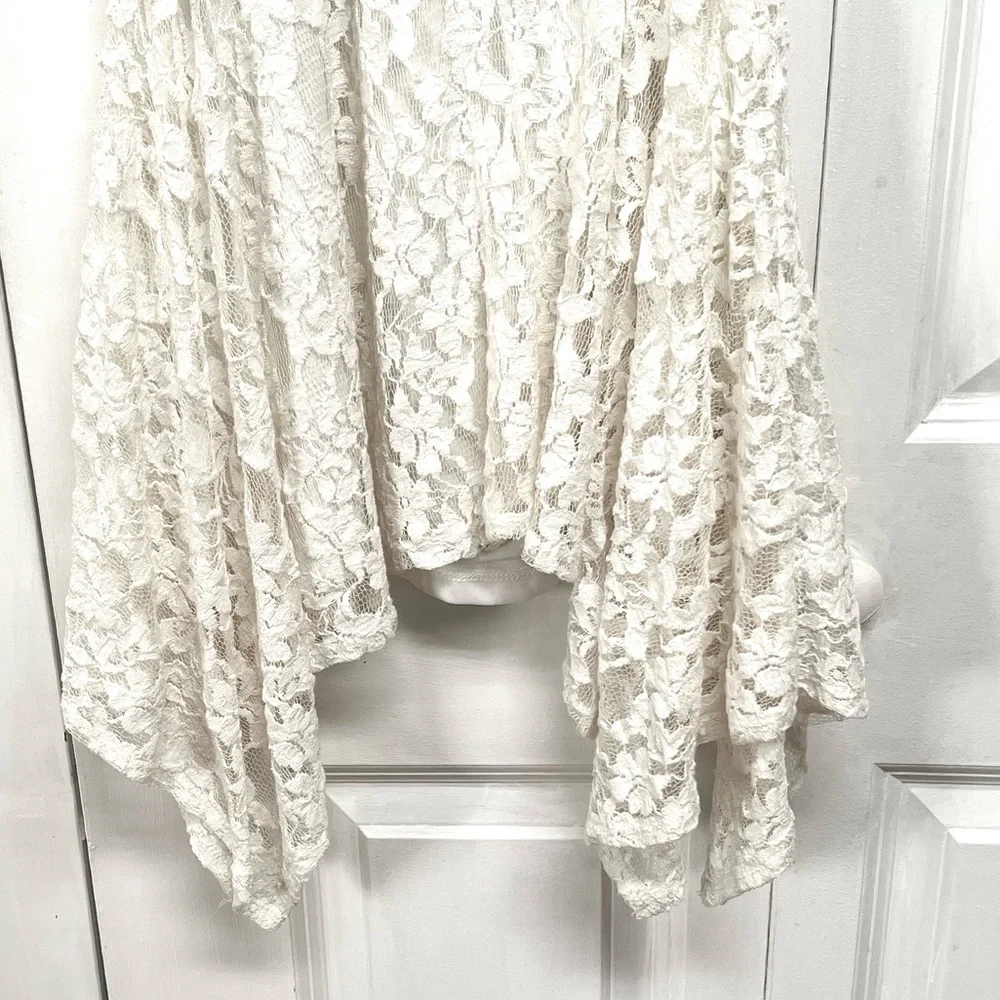 Knitworks White Lace Dress Brown Braided Belt Child Size 8